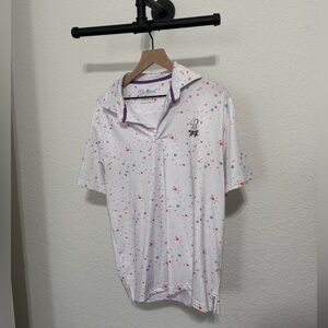 Barstool Golf White and Pink Speckled Men's Polo Shirt
